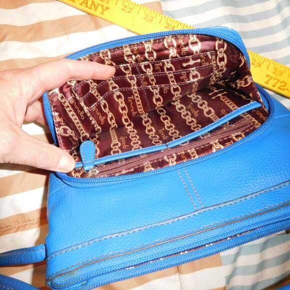 TIGNANELLO blue leather small crossbody purse PEBBLED LEATHER - Picture 13 of 15